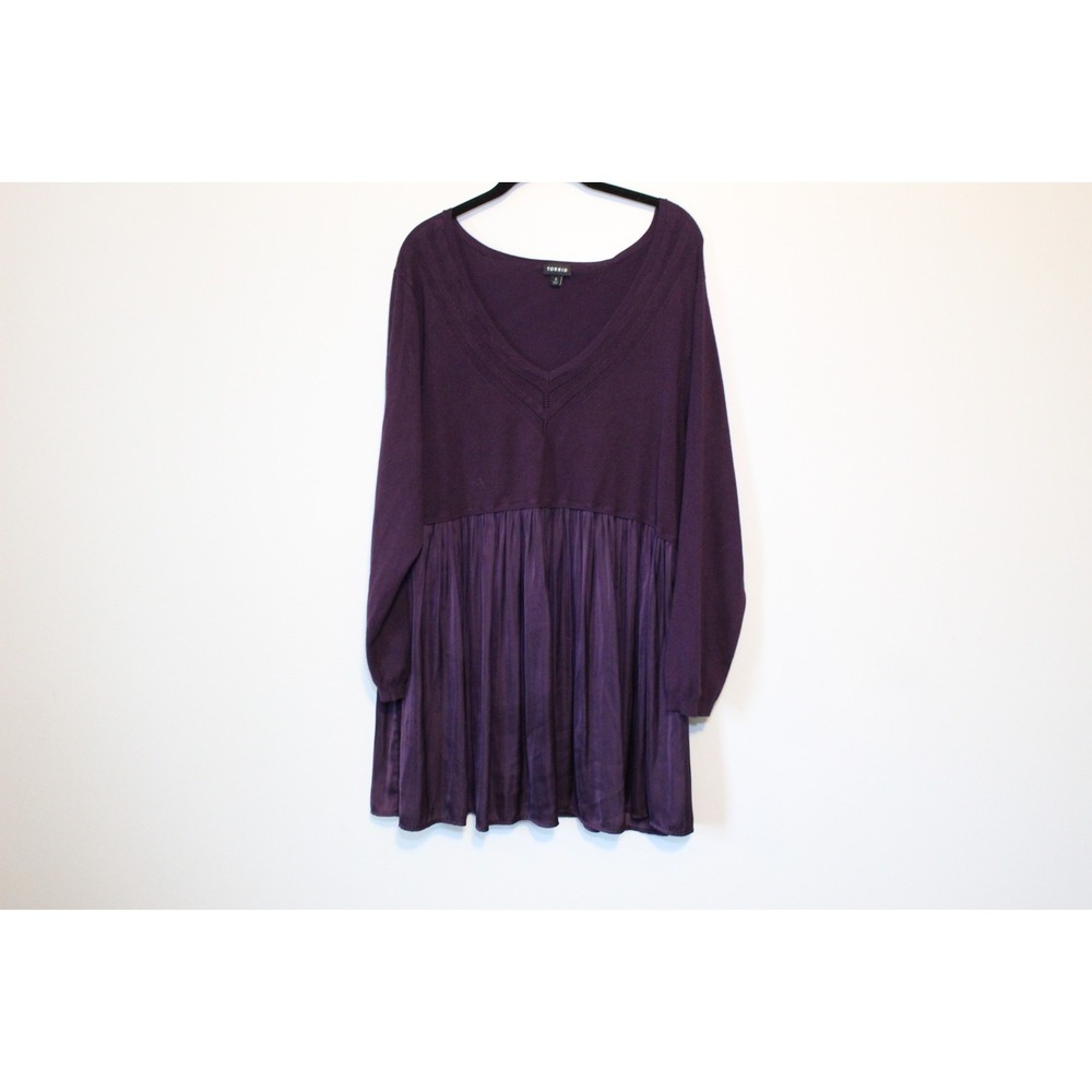 Torrid Pullover V-Neck Babydoll Sweater Purple Women's 5 5X H14633 - Picture 2 of 11